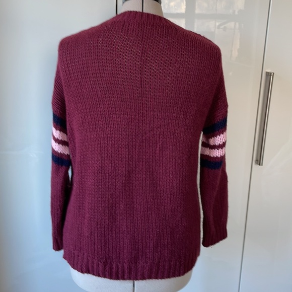 XiRENA Crew Neck Sweater in Burgundy/Pink/Navy Blue Size-XS Oversized fit - Picture 4 of 8